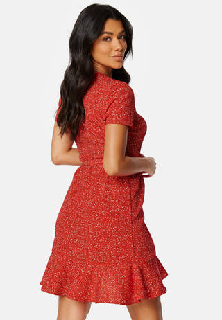 Flounce Short Wrap Dress