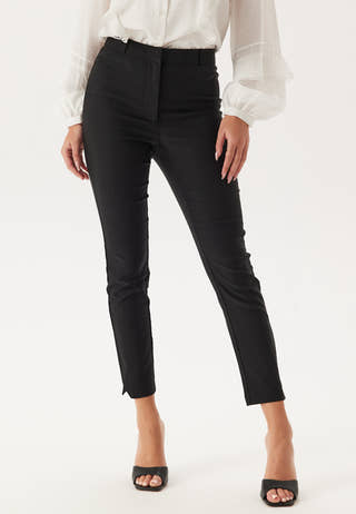 High Waist Stretchy Ankle Slit Trousers
