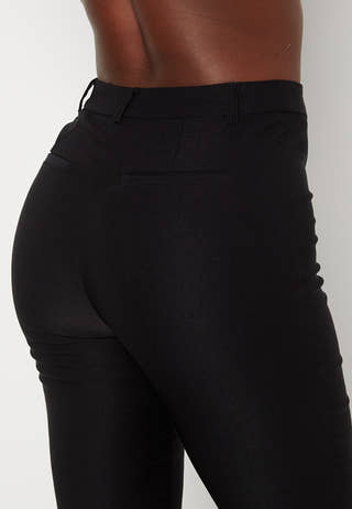 High Waist Stretchy Ankle Slit Trousers