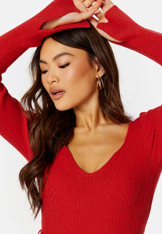 Slit Knitted Midi Dress