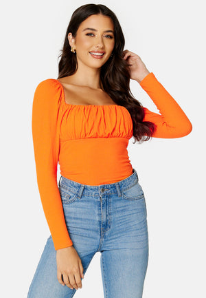Square Neck Long Sleeve Top