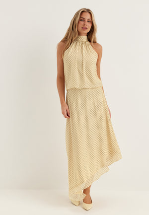 Asymmetric Chiffon Halterneck Dress