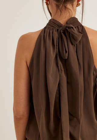Asymmetric Chiffon Halterneck Dress