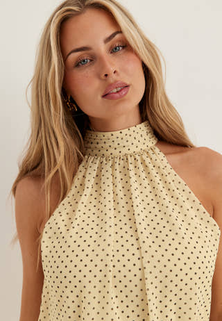 Asymmetric Chiffon Halterneck Dress