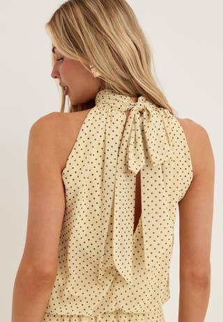 Asymmetric Chiffon Halterneck Dress