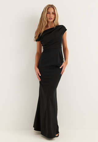 Asymmetric Draped Maxi Dress