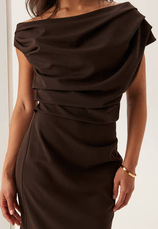 Asymmetric Draped Maxi Dress