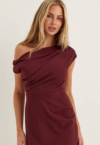 Asymmetric Draped Maxi Dress