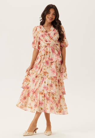 Balloon Sleeve Flounce Ankle Dress
