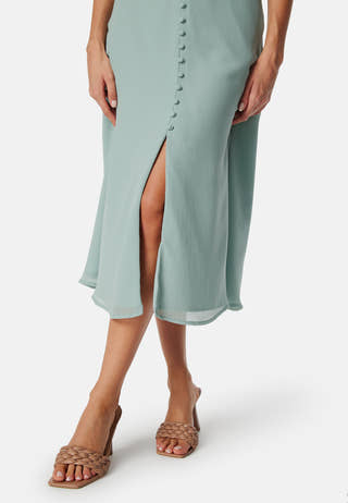 Butterfly Sleeve Button Midi Dress