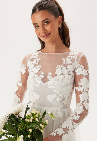 Floral Embroidered Tulle Wedding Gown