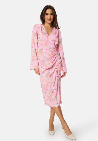 Drawstring L/S Midi Dress