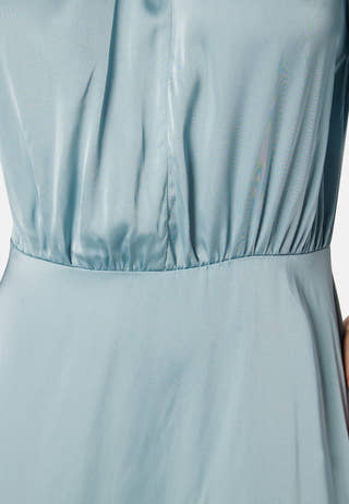 Butterfly Sleeve Satin Midi Dress