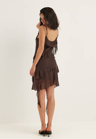 Flounce Mesh Short Dress