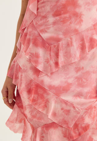 Flounce Mesh Short Dress