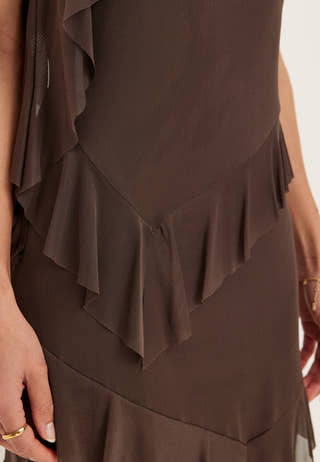 Flounce Mesh Short Dress