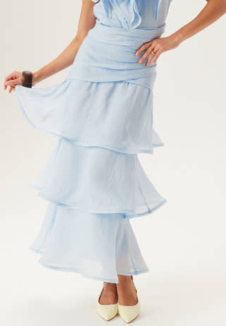 Flounce Sheer Ankle Skirt