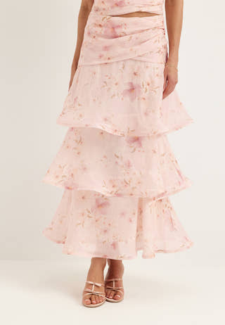 Flounce Sheer Ankle Skirt