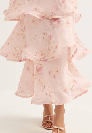 Flounce Sheer Ankle Skirt