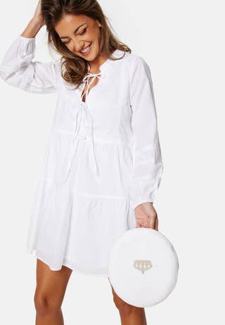 Tie L/S cotton dress