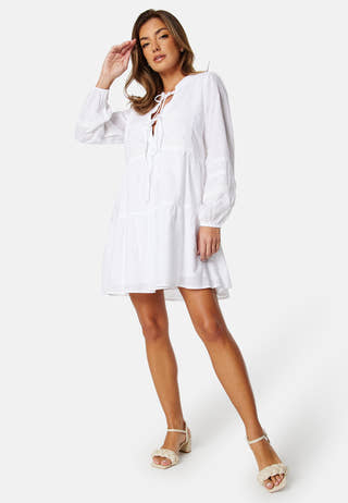 Tie L/S cotton dress
