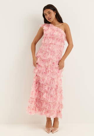 Frill Mesh Maxi Dress