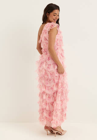Frill Mesh Maxi Dress