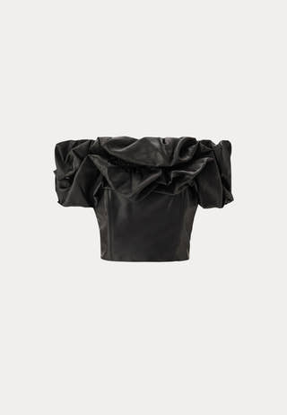 Frill Satin Off Shoulder Top