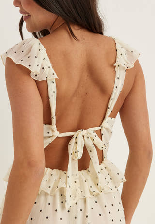 Frill Tie Back Chiffon Maxi Dress