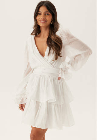 Frilled Balloon Sleeve Short Flounce Dress