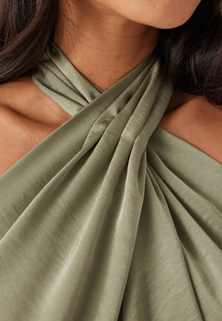 Halterneck Satin Gown