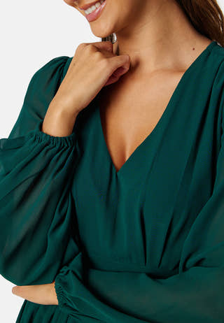 Long sleeve V-Neck Chiffon Gown