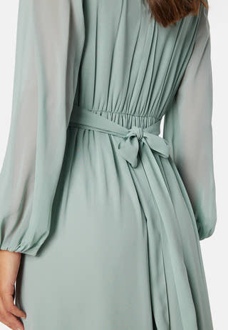 Long sleeve V-Neck Chiffon Gown