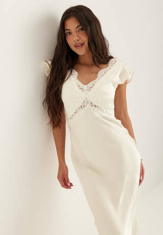 Lace Satin Maxi Dress