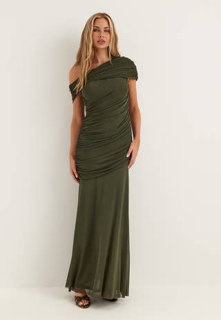 Off Shoulder Mesh Gown