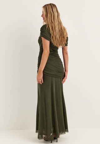 Off Shoulder Mesh Gown