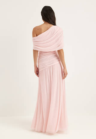 Off Shoulder Mesh Maxi Dress