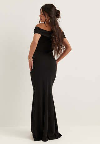 Off Shoulder Pleat Maxi Dress