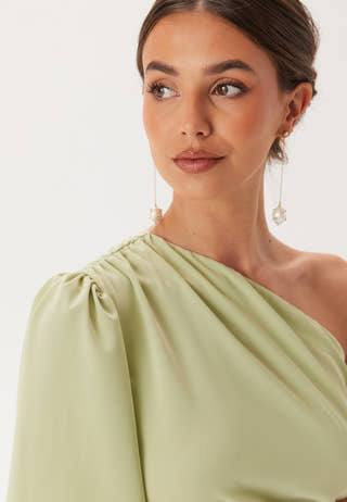 Ruched One Shoulder Midi Dress