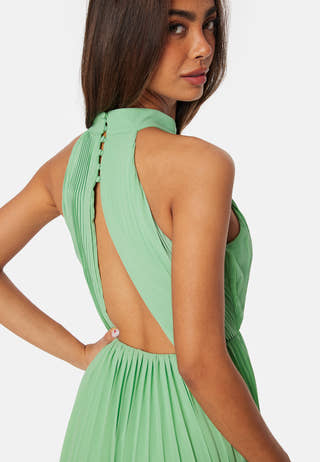 Pleated Halter Neck Gown