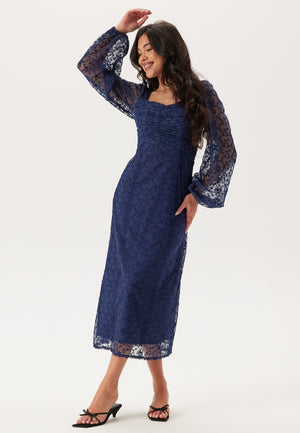 Ruched L/S Midi Dress