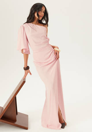 Ruched One Shoulder Gown