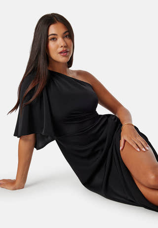 Ruched One Shoulder Midi Dress