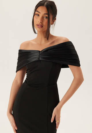 Satin Bow Off Shoulder Gown