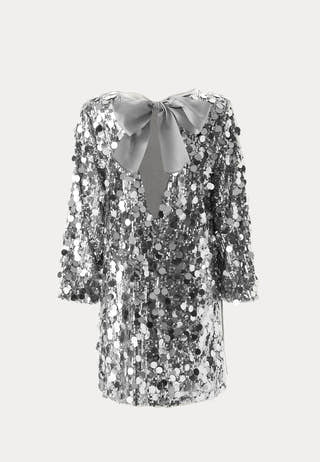 Sequin Bow A-Line Dress