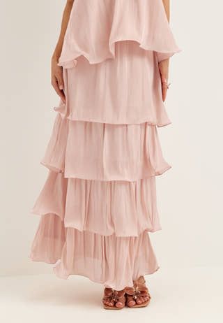 Shimmer Flounce Maxi Skirt