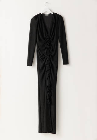 Sparkling Low V-neck Slit Gown