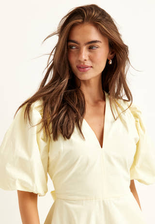 V-neck Bubble Hem Short Dress