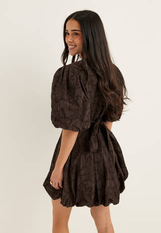 V-neck Bubble Hem Short Dress
