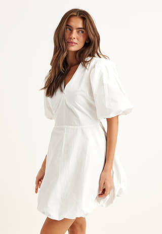 V-neck Bubble Hem Short Dress VIT